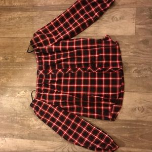 Mixed Threads off the shoulder plaid medium shirt